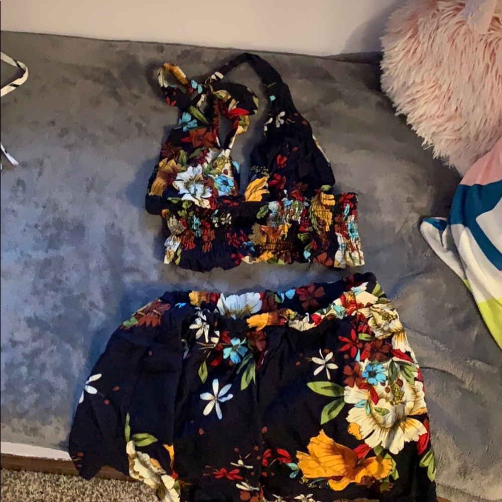 2 piece crop top and shorts